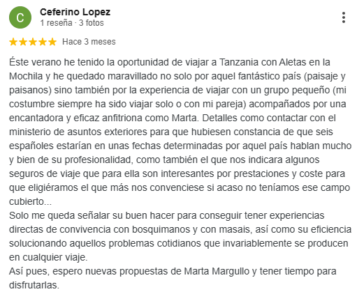 Viaje_Tanzania_reseña_google_Ceferino