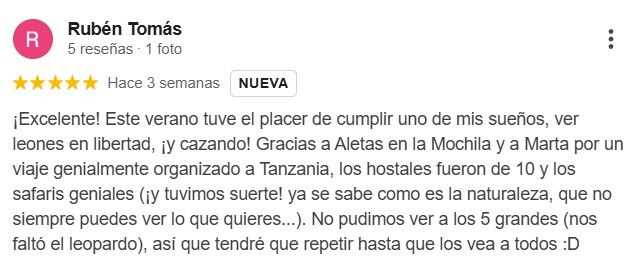 Viaje_Tanzania_reseña_google_Ruben